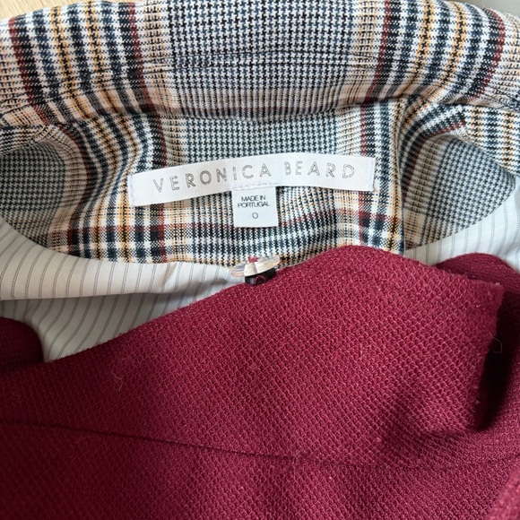 Veronica Beard Steele Dickey Plaid Jacket Blazer w/ maroon Dickey insert size 0 - Picture 13 of 14